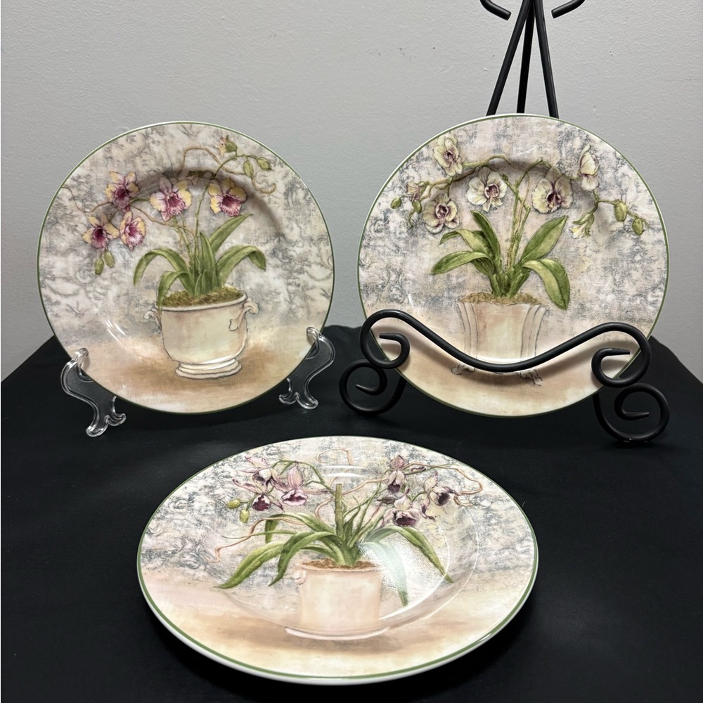Floral Ceramic Set of 3 Dinner Plates